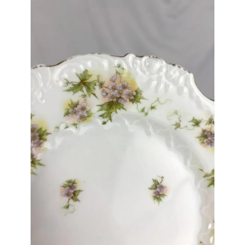 Vintage Porcelain Floral Plate Scalloped Edge‎ Hand Painted Style Cottage Decor